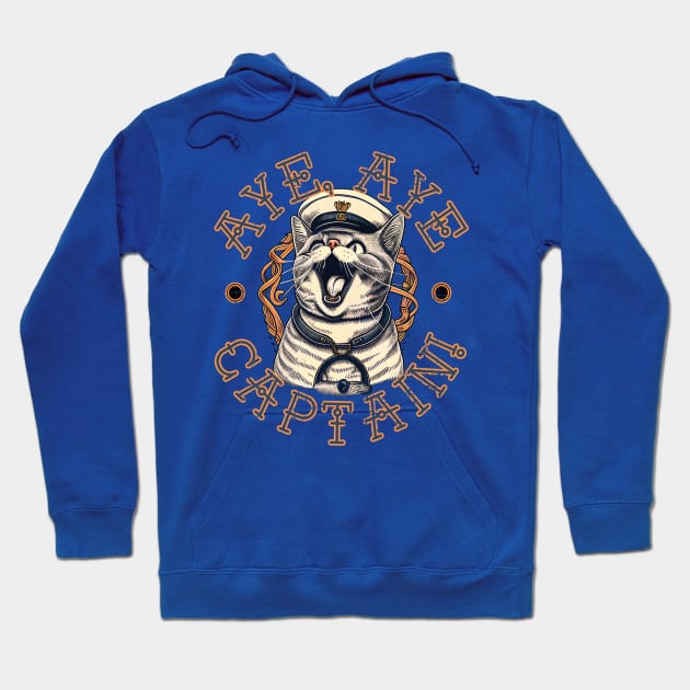 Aye Aye Captain. Sailor Cat Hoodie by April Snow 